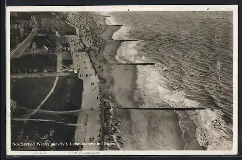 AK Westerland /Sylt, Fliegeraufnahme mit Strand