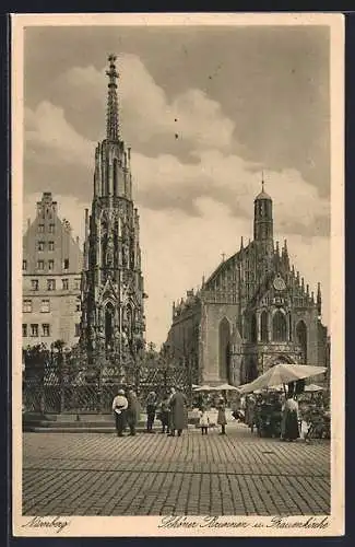 AK Nürnberg, Schöner Brunnen und Frauenkirche