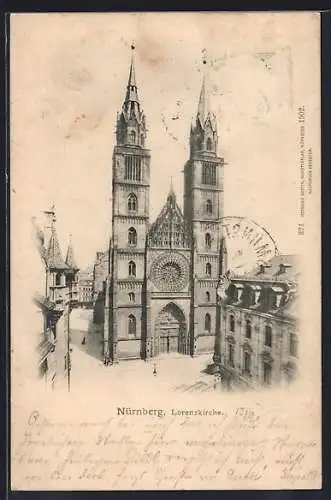 AK Nürnberg, Die Lorenzkirche mit Nachbarschaft