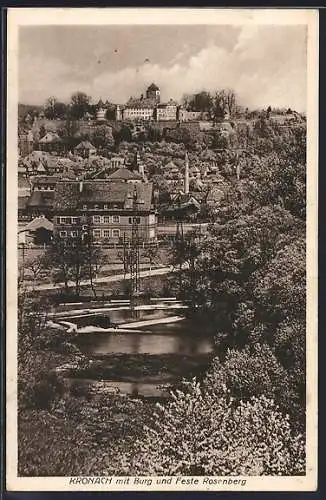 AK Kronach, Ortsansicht mit Burg und Feste Rosenberg
