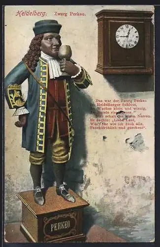 AK Heidelberg, Zwerg Perkeo mit Uhr