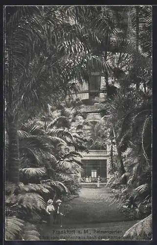 AK Frankfurt-Westend, Blick vom Palmenhaus auf den Kozertsaal