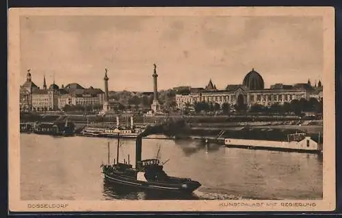 AK Düsseldorf, Kunstpalast mit Regierungsgebäude