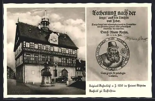 AK Staffelstein / Mainthal, Rathaus, Titelblatt des Original Rechenburches von Adam Riese