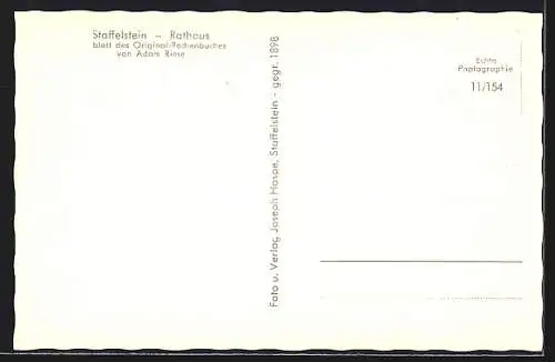 AK Staffelstein / Mainthal, Rathaus, Titelblatt des Original Rechenburches von Adam Riese