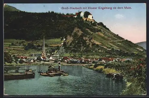 AK Gross-Heubach a. M., Ortsansicht mit Kloster Engelberg