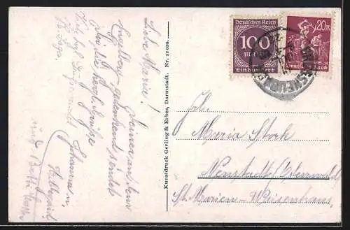 AK Gross-Heubach a. M., Ortsansicht mit Kloster Engelberg