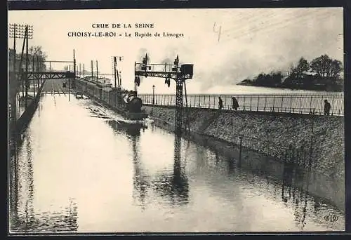 AK Choisy-le-Roi, Crue de la Seine, Le Rapide de Limoges, Hochwasser
