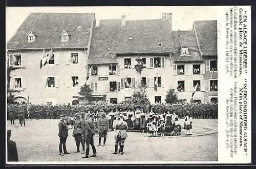 AK Massevaux, En Alsace Liberee, Grande place