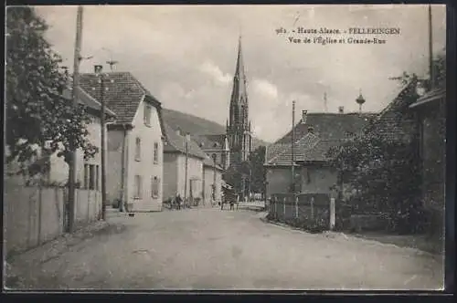 AK Felleringen, Grande-Rue, Vue de l`Eglise