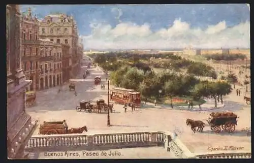 Künstler-AK Charles F. Flower: Buenos Aires, Paseo de Julio