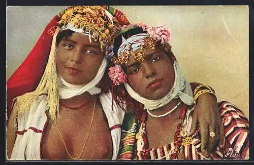 AK junge Araberinnen mit schönem Kopfschmuck