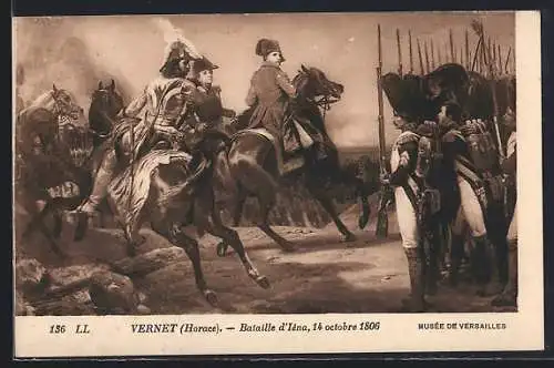 Künstler-AK Iéna, Bataille d`Iéna 1806, Napoléon zu Pferde