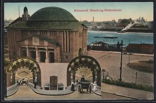 AK Hamburg-Steinwärder, Elbtunnel von aussen und innen