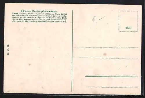 AK Hamburg-Steinwärder, Elbtunnel von aussen und innen