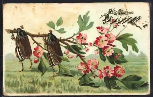 AK Maikäfer tragen Blumen, Ein frohes Pfingstfest