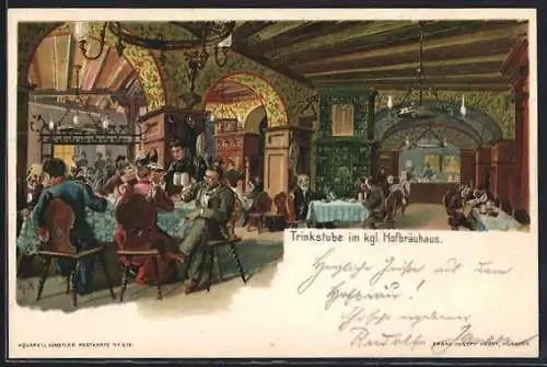 AK München, Münchner Hofbräuhaus, Blick in die Trinkstube