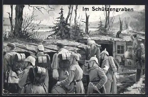 AK Soldaten mit Gewehr im Schützengraben