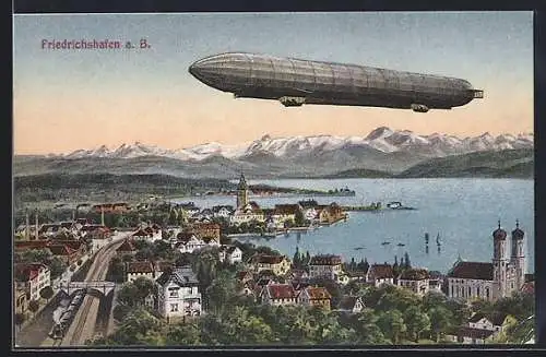 AK Friedrichshafen, Zeppelin über dem Bodensee