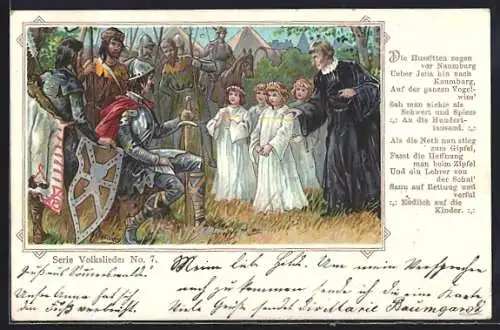 Lithographie Die Hussitten zogen vor Naumburg über Jena..., Volklied