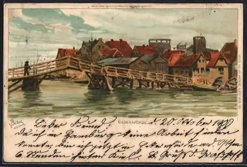 Künstler-AK Carl Biese: Eckernförde, Ortsansicht