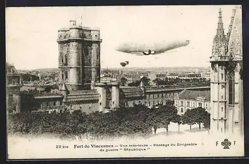 AK Vincennnes, Zeppelin République über dem Fort