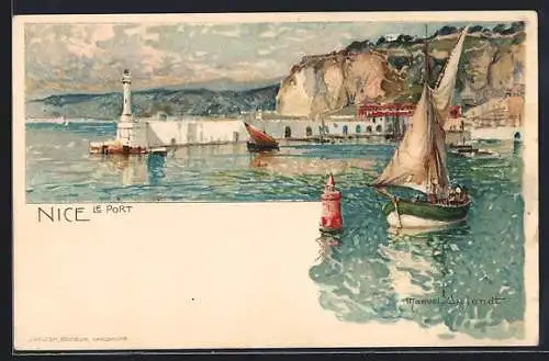 Künstler-Lithographie Manuel Wielandt: Nice, Le Port