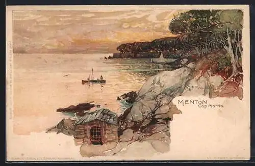 Künstler-AK Manuel Wielandt: Menton, Panorama Cap Martin