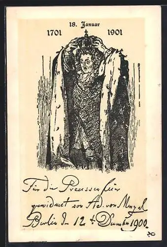 AK König von Preussen setzt sich Krone auf, 18. Januar 1701 - 1901, Jubiläum