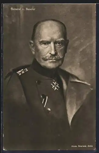 AK Portrait General von Beseler in Uniformmantel mit Pour le Merite