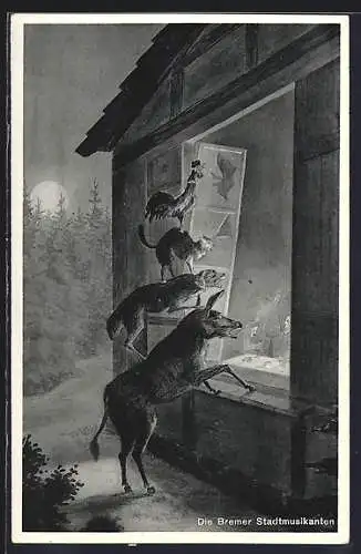 Künstler-AK Die Bremer Stadtmusikanten