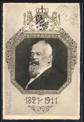 AK Prinzregent Luitpold im Portrait, Erinnerungskarte an Tod 1911