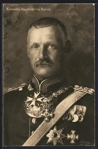 AK Kronprinz Rupprecht von Bayern, in Uniform mit Orden und Ehrenzeichen
