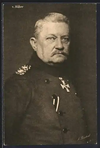 AK General von Bülow, un Uniform mit Orden und Band zum Eisernen Kreuz II. Klasse