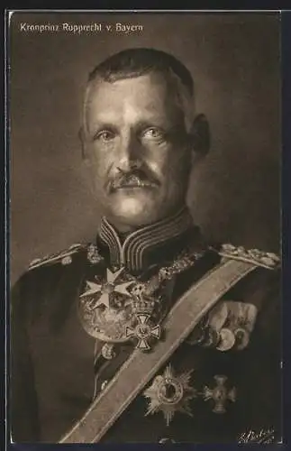 AK Kronprinz Rupprecht von Bayern, in Uniform mit Orden und Ehrenzeichen