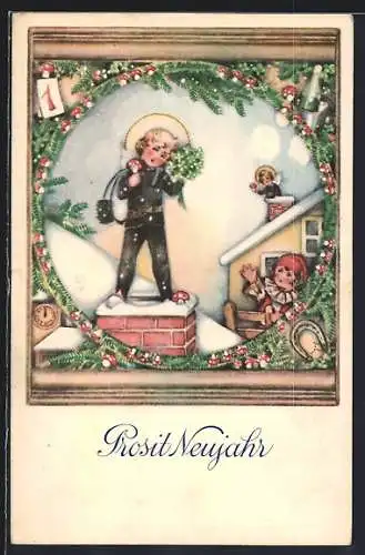 AK Schornsteinfeger bei der Arbeit im neuen Jahr