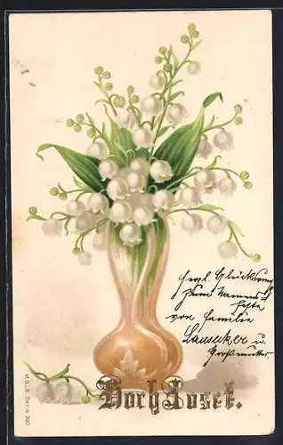 AK Maiglöckchen in einer Vase