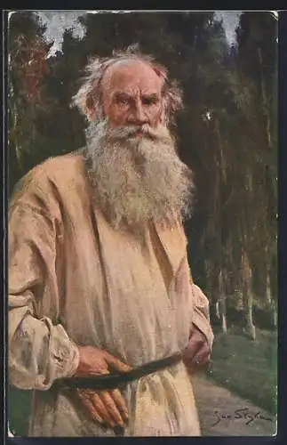 AK Salon de Paris, Leo Graf Tolstoi, Ein Mann der Wahrheit, Jan Styka