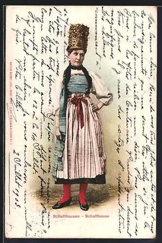AK Dame in Schaffhausener Tracht