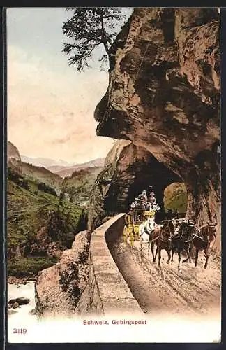 AK Schweizer Gebirgspost, Postkutsche