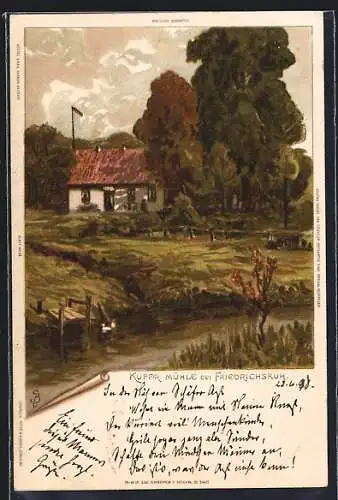 Künstler-AK Carl Biese: Friedrichsruh, Restaurant Kupfermühle mit Graben