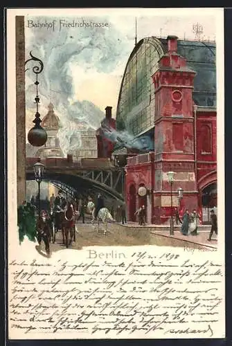 Künstler-AK Heinrich Kley: Berlin, Bahnhof Friedrichstrasse