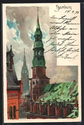 Künstler-AK Heinrich Kley: Hamburg, St. Katharinen Kirche