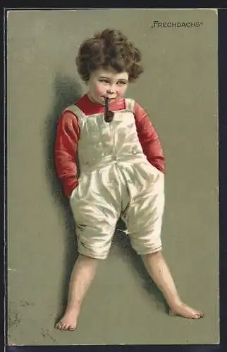 AK Frechdachs, Kleiner Junge raucht Tabakpfeife