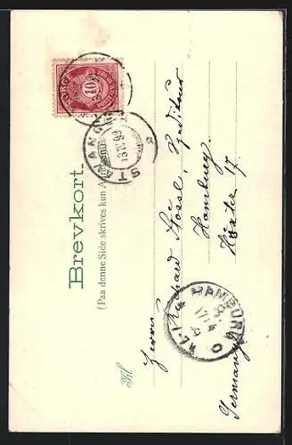 Lithographie Dame mit einem Schlitten gibt der Skiläuferin etwas aus ihrem Rucksack