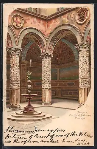 Lithographie Firenze, Cortile di Palazzo Vecchio