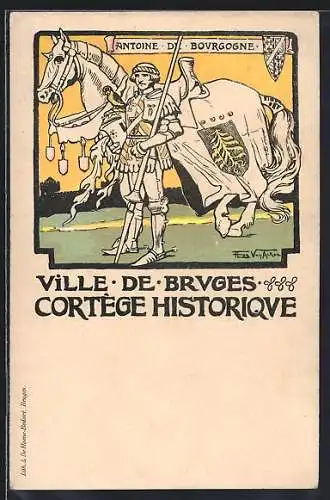 Künstler-AK Bruges, Cortège Historique, Angoine de Bourgogne