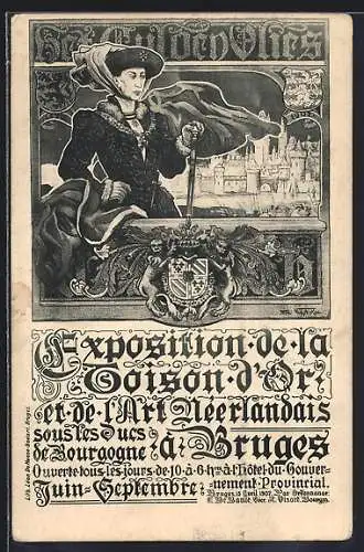 AK Bruges / Brügge, Exposition de la Toison d`Or et de l`Art Néerlandais, Ausstellung