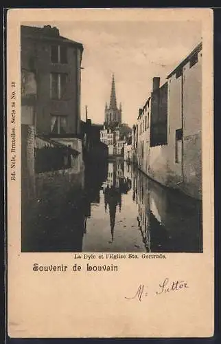 AK Louvain, La Dyle et l`Eglise Ste. Gertrude