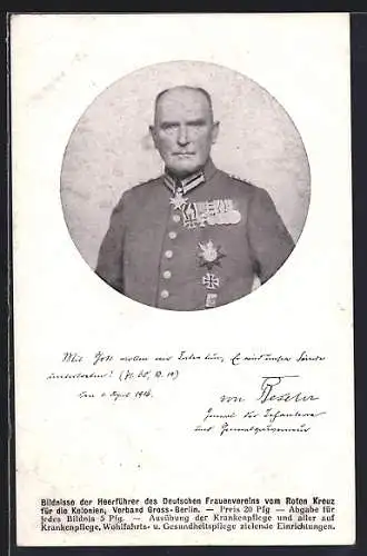 AK Heerführer von Beseler mit Abzeichen an seiner Uniform